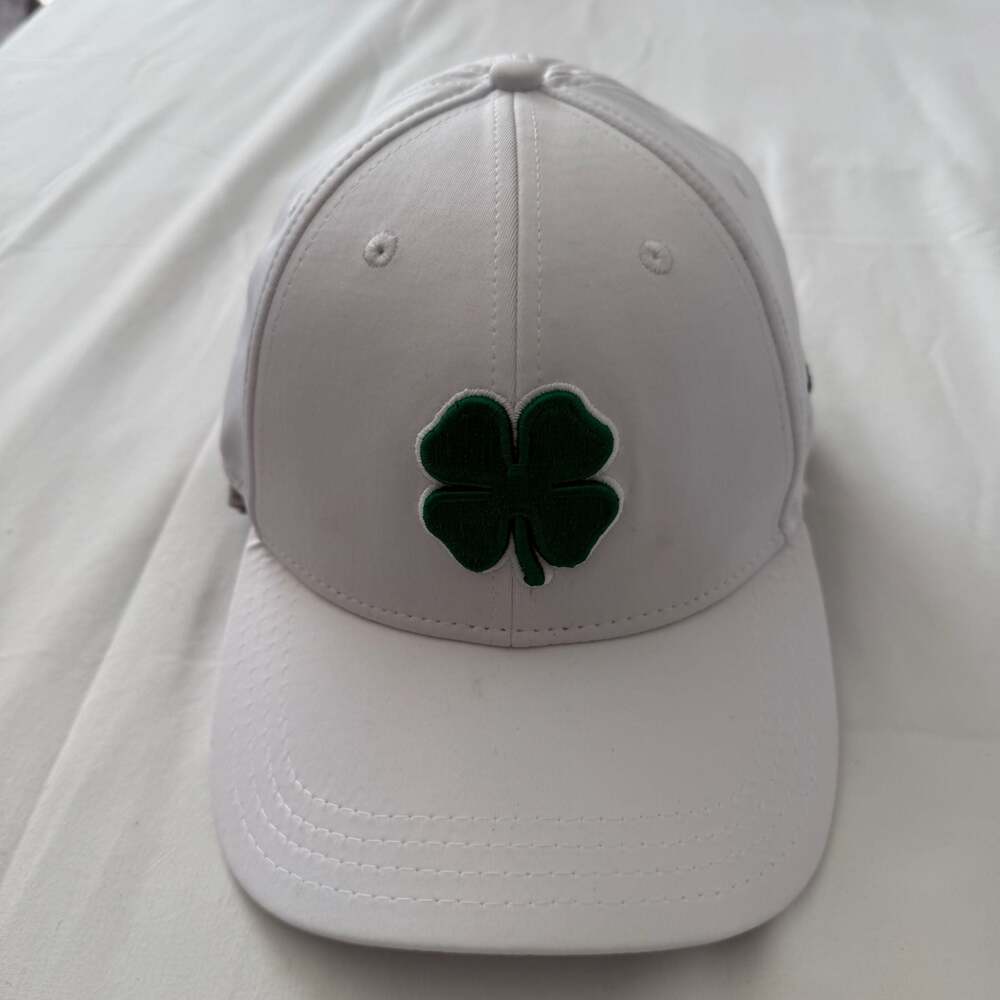 Black Clover Premium White & Green Clover Fitted Hat Size L/XL